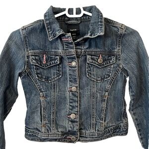 Gap Kids Denim‎ Jean Jacket Pink Stitching Girls Size Medium
